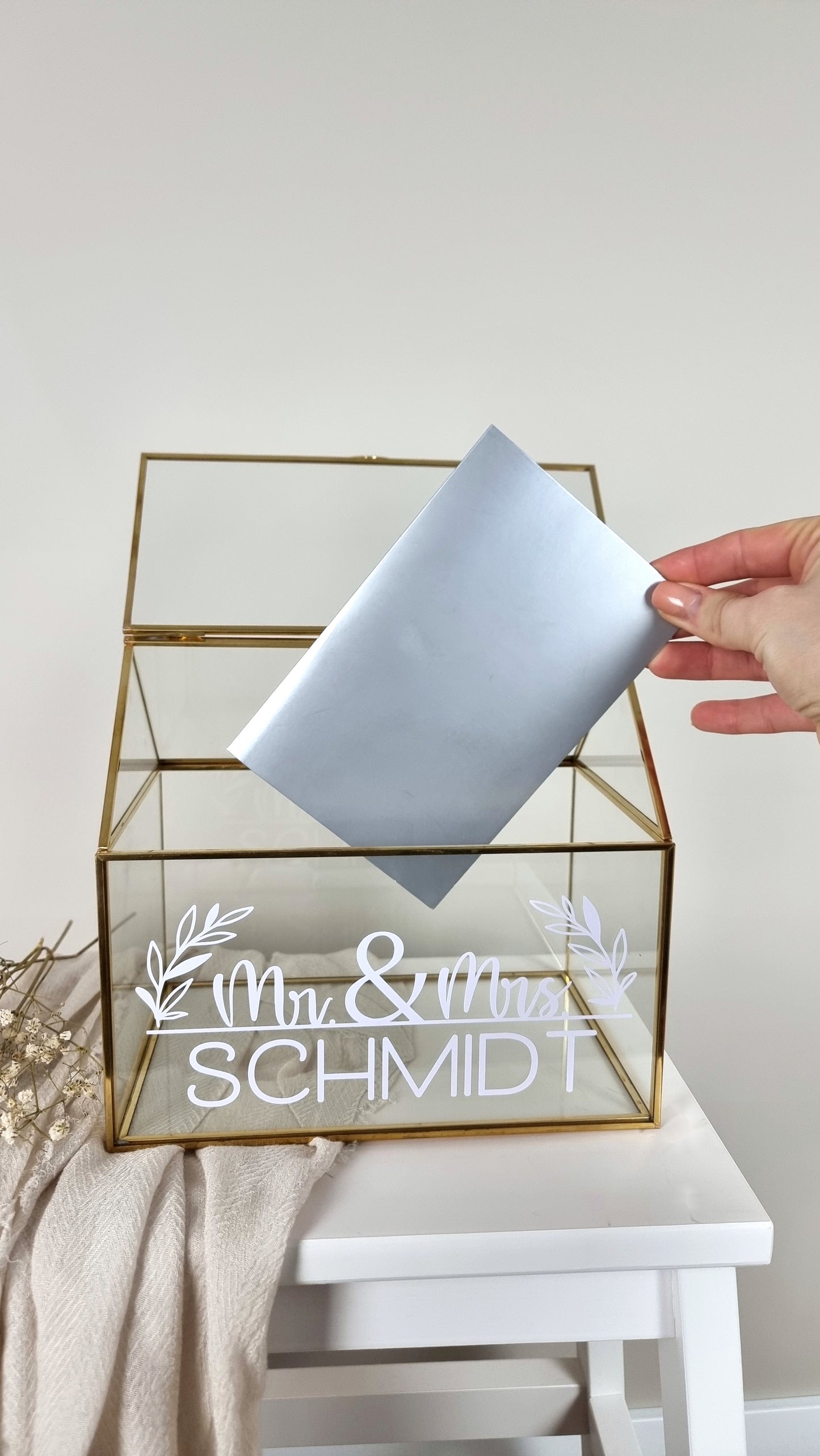 Glasbox für Karten oder Ringe