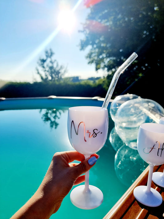 Weinglas mit Namen für JGA