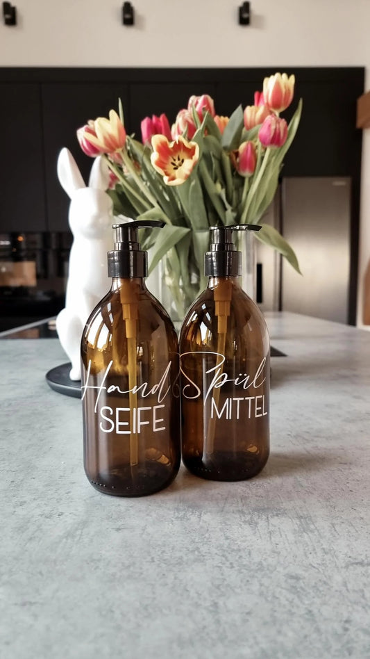 Personalisierter Seifenspender in drei verschiedenen Größen