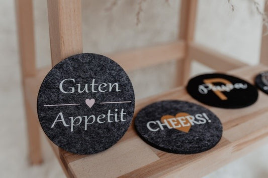 Filzuntersetzer mit Wunschtext