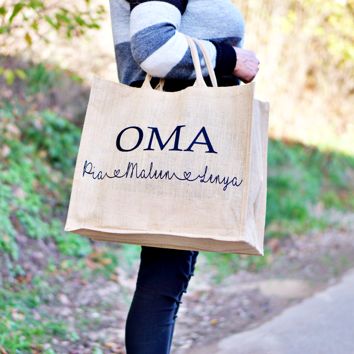 Jutetasche mit Namen