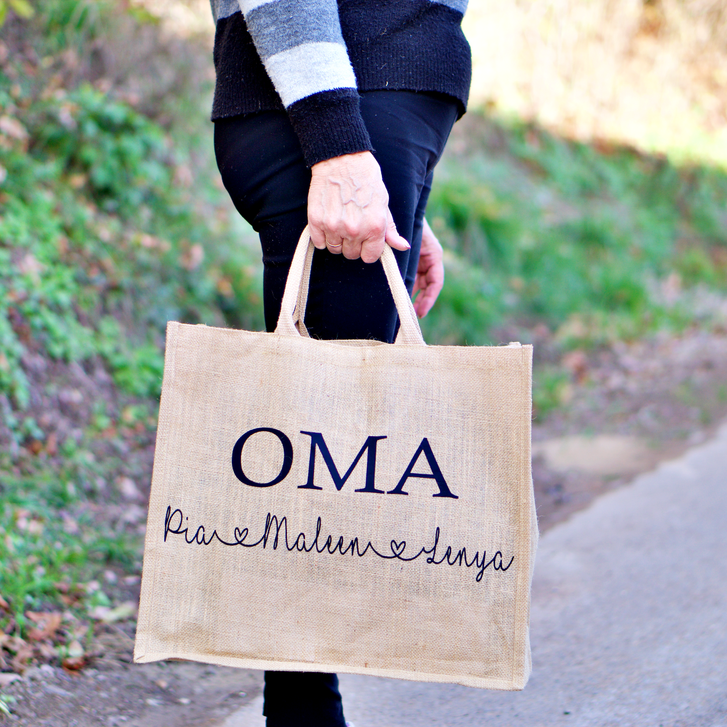 Jutetasche mit Namen
