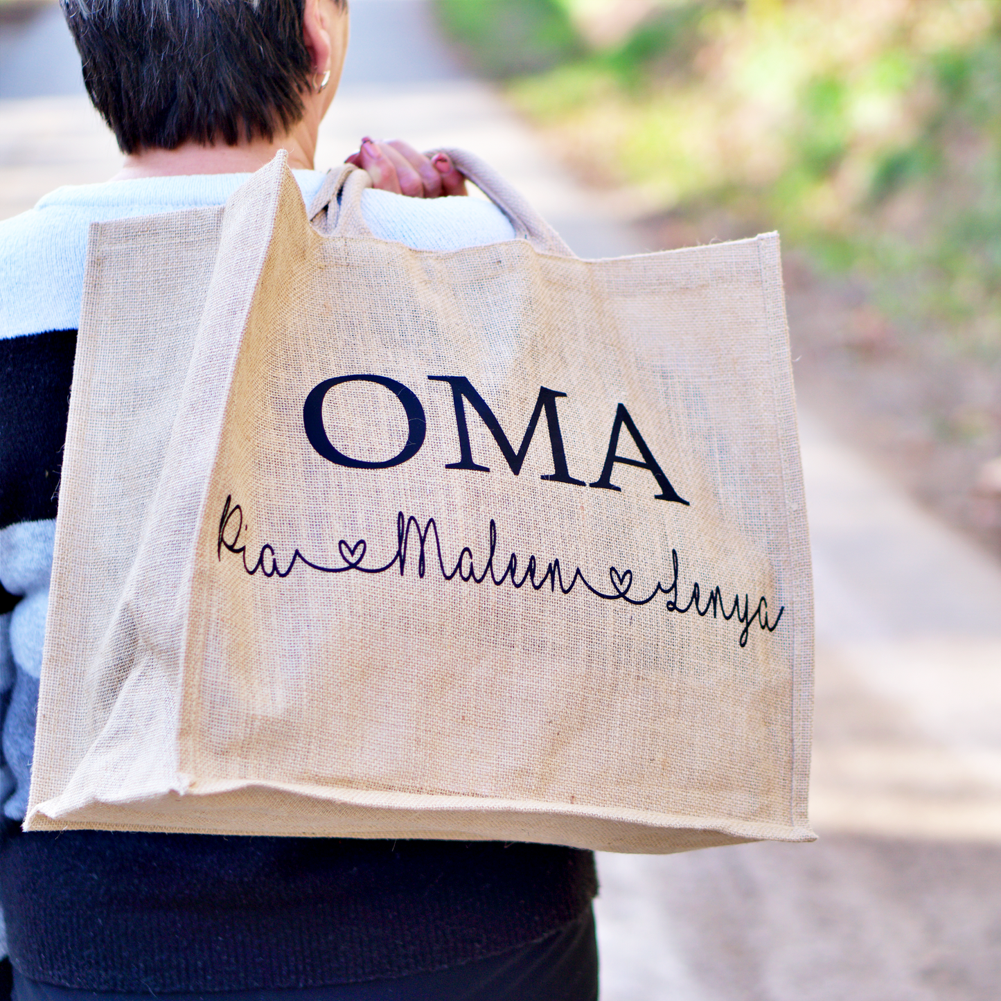 Jutetasche mit Namen