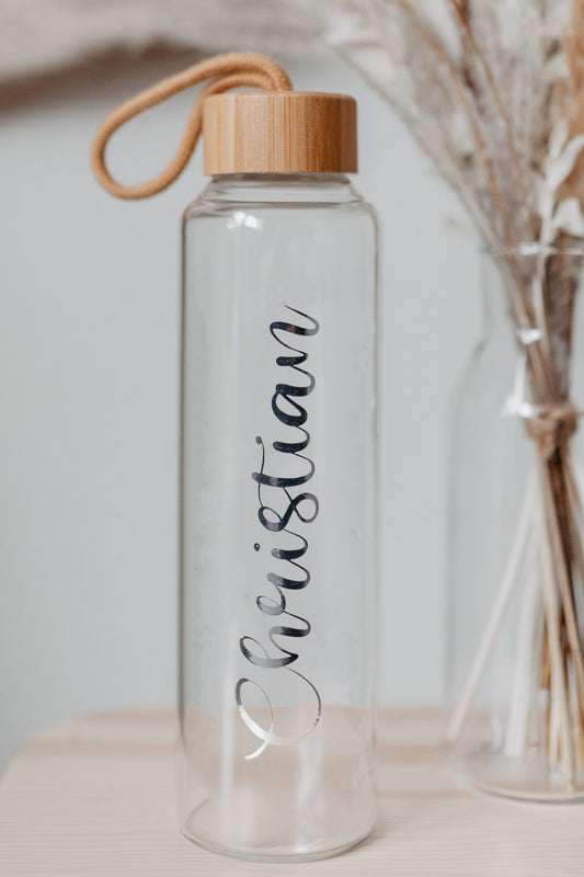 1000ml Trinkflasche mit Bambusdeckel und Henkel
