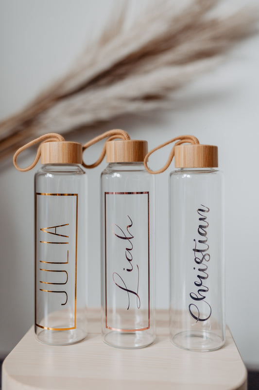 500ml Trinkflasche mit Bambusdeckel und Henkel