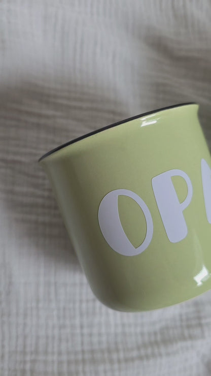 Keramiktasse in Emaille-Optik personalisiert