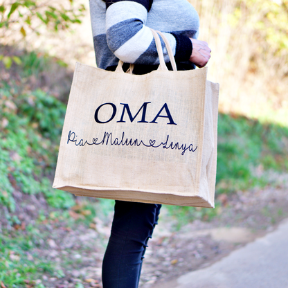 Jutetasche mit Namen