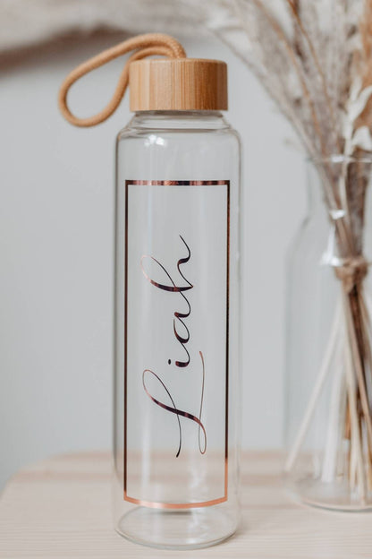 500ml Trinkflasche mit Bambusdeckel und Henkel