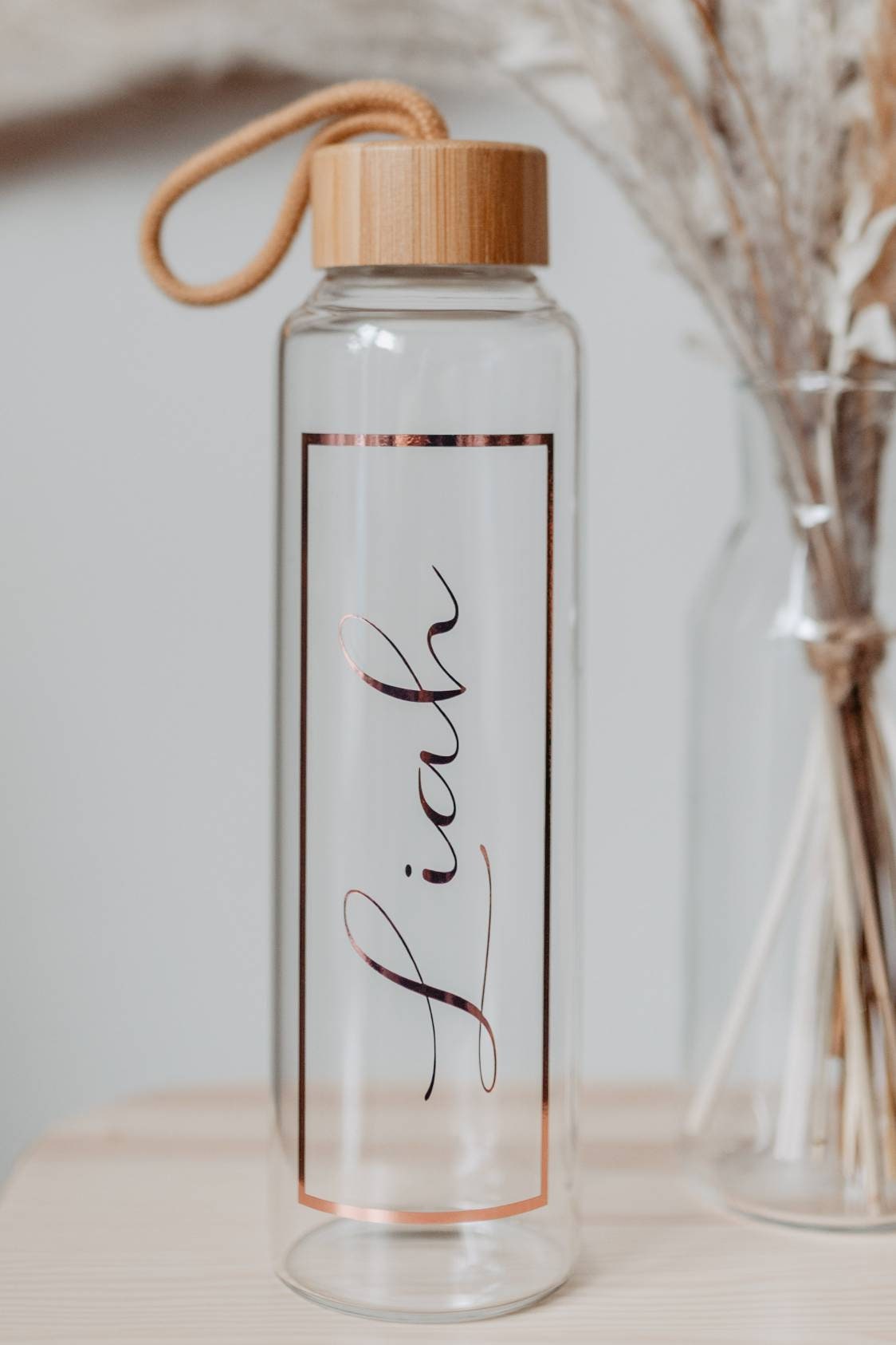 500ml Trinkflasche mit Bambusdeckel und Henkel