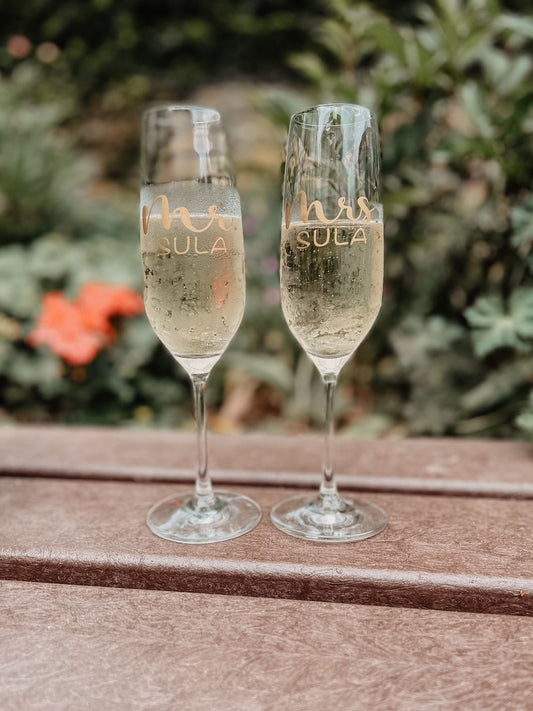 2er Set Champagnergläser Mr. & Mrs.
