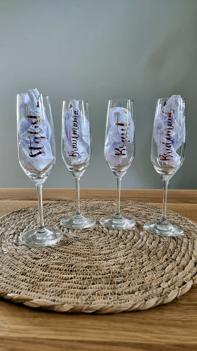 Sektglas mit Wunschtext + Herz