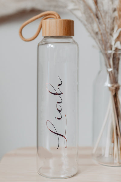 500ml Trinkflasche mit Bambusdeckel und Henkel