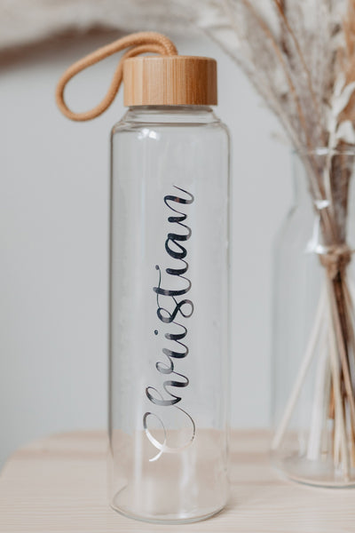 500ml Trinkflasche mit Bambusdeckel und Henkel